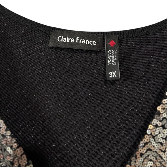 NWOT, Claire France, Chic Plus Size Tunic With Details, 3X, Black - Picture 4 of 9